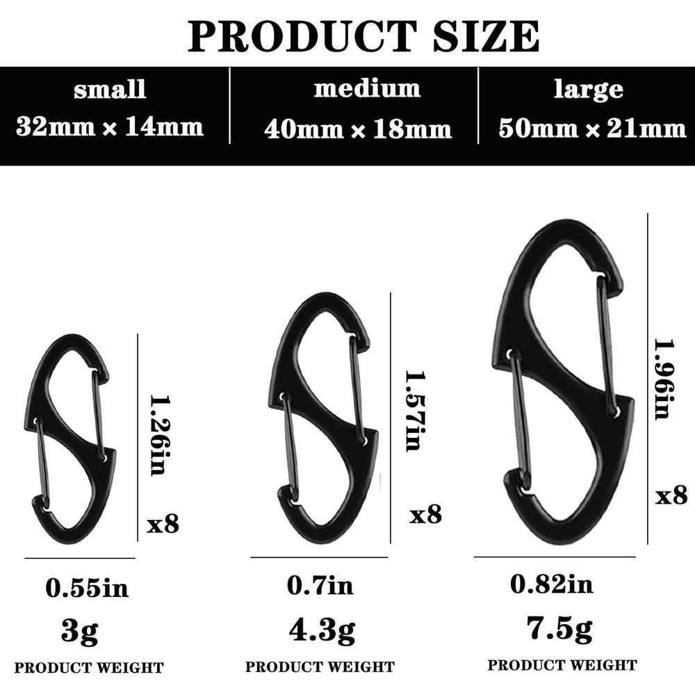 24Pcs Small Carabiner Clip, S Clips Dual Opening Design - Picture 2 of 4